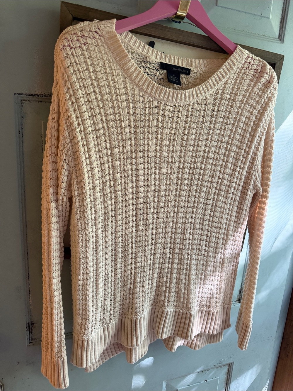 M Calvin Klein Soft Crewneck Knit Sweater Winter Cream